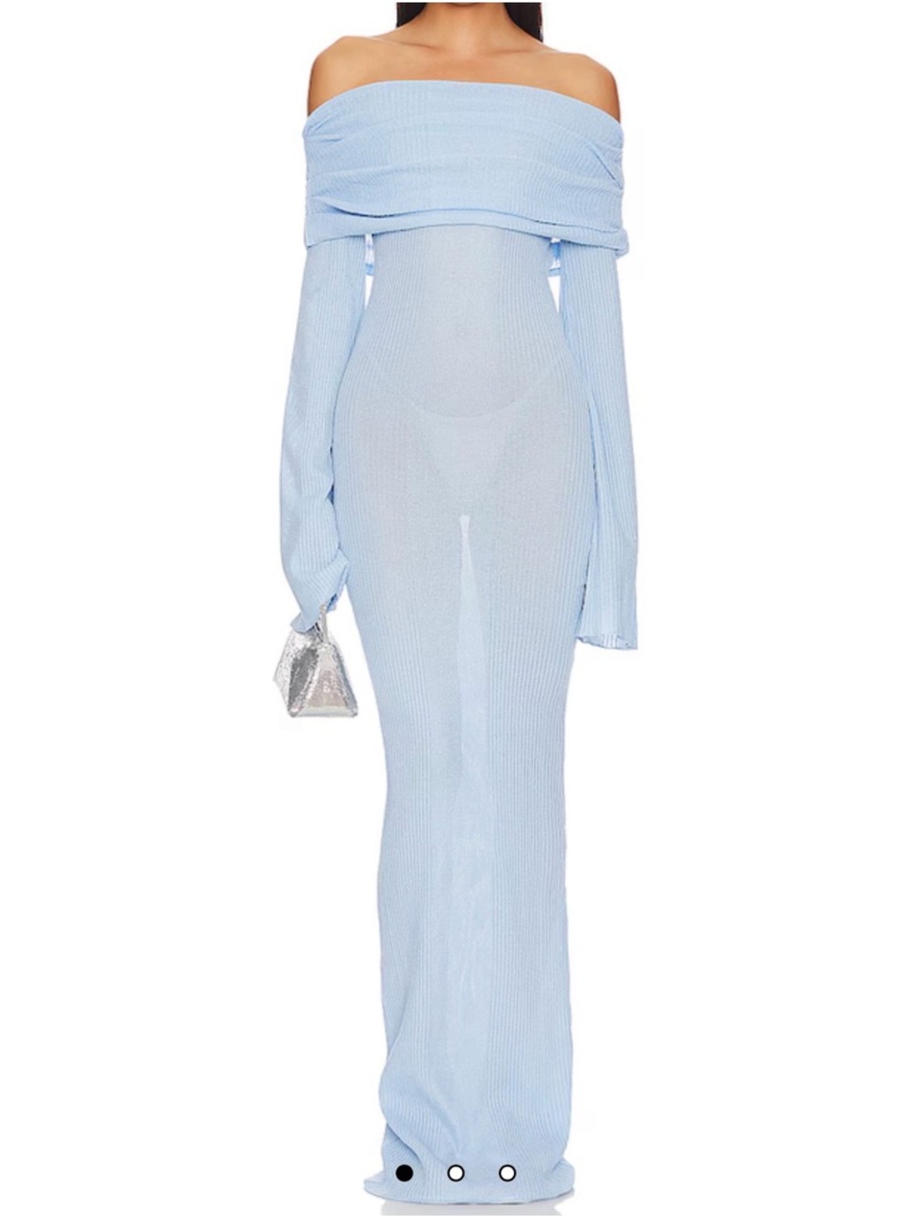 Off-Shoulder Light Blue Maxi Dress